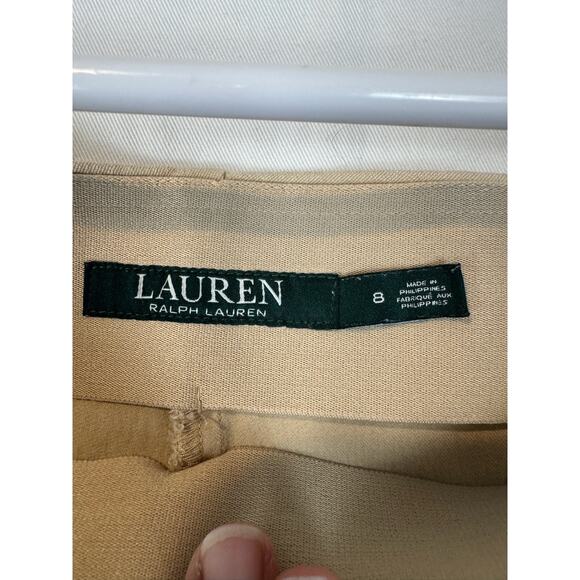 Vintage Lauren‎ Ralph Lauren Khakis Pants Women Sz 8 Beige Straight Leg Side Zip - Picture 4 of 5